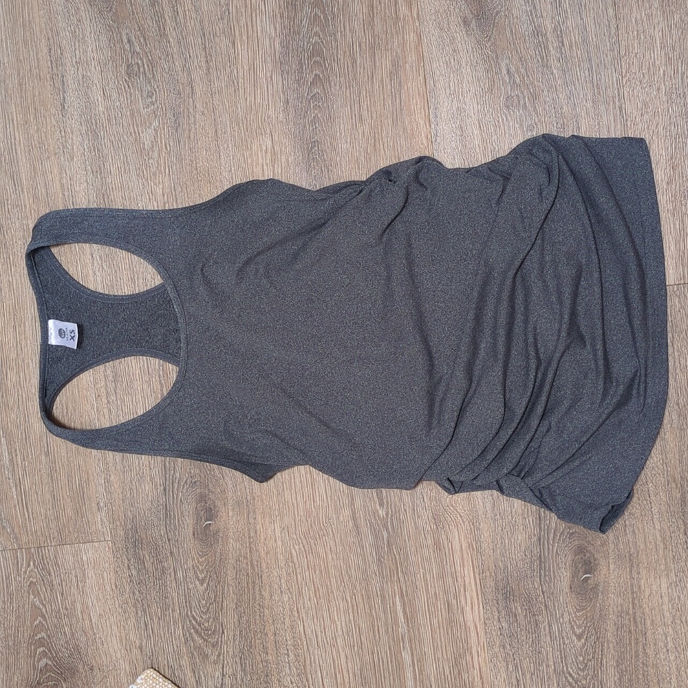 Senita Tank XS Ruched Side Tank Top In Gray